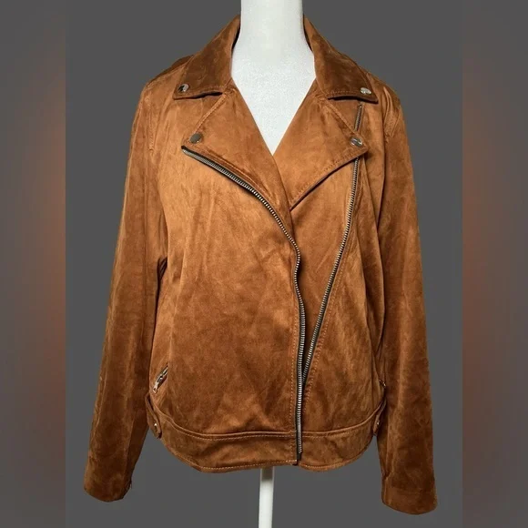LOFT Jackets Coats Brown Suede Womens Motorcycle Jacket